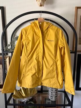 Columbia Switchback III Hooded Rain Jacket Womens Small Yellow Omni Shield Coat